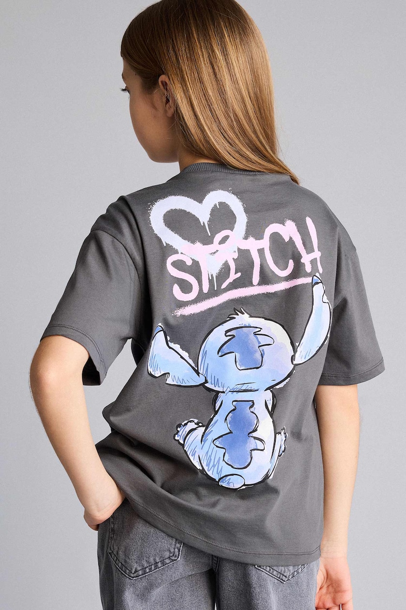 Young Girls - Teen Girls Anthracite Girl Disney Lilo & Stitch T-Shirt