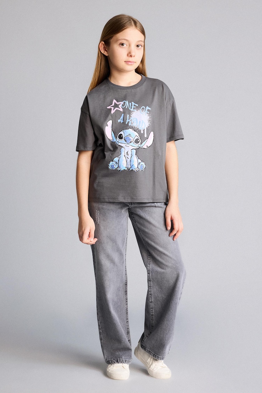 Young Girls - Teen Girls Anthracite Girl Disney Lilo & Stitch T-Shirt
