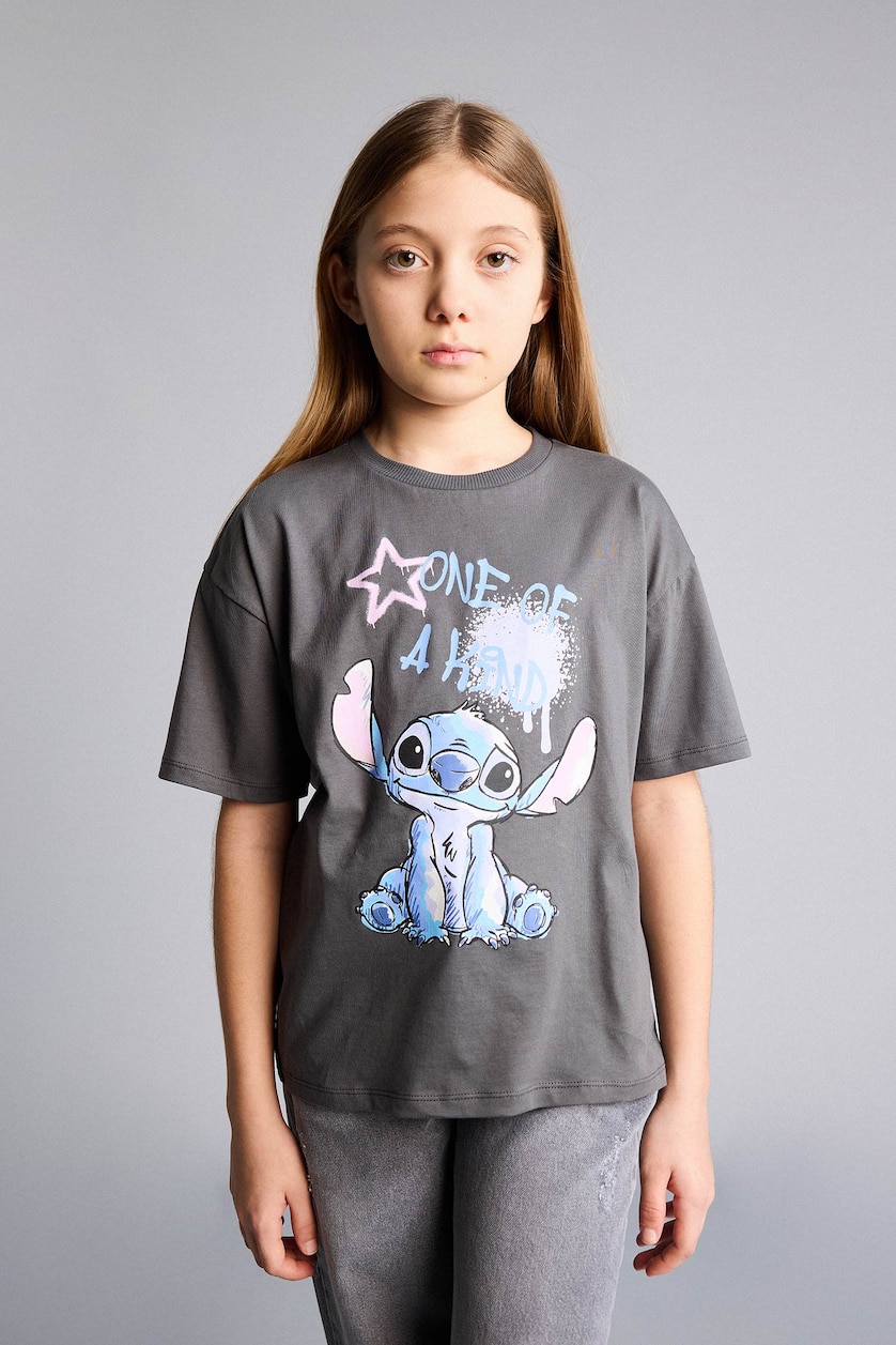 Young Girls - Teen Girls Anthracite Girl Disney Lilo & Stitch T-Shirt