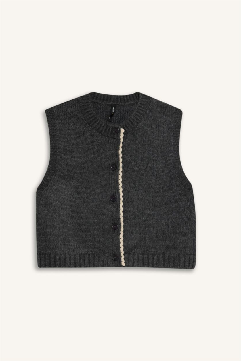 Women Anthracite Oversize Fit Crew Neck