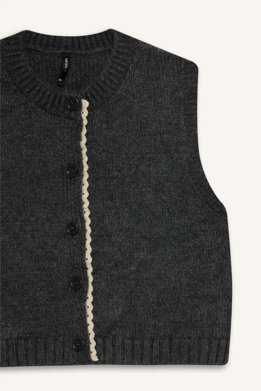 Women Anthracite Oversize Fit Crew Neck
