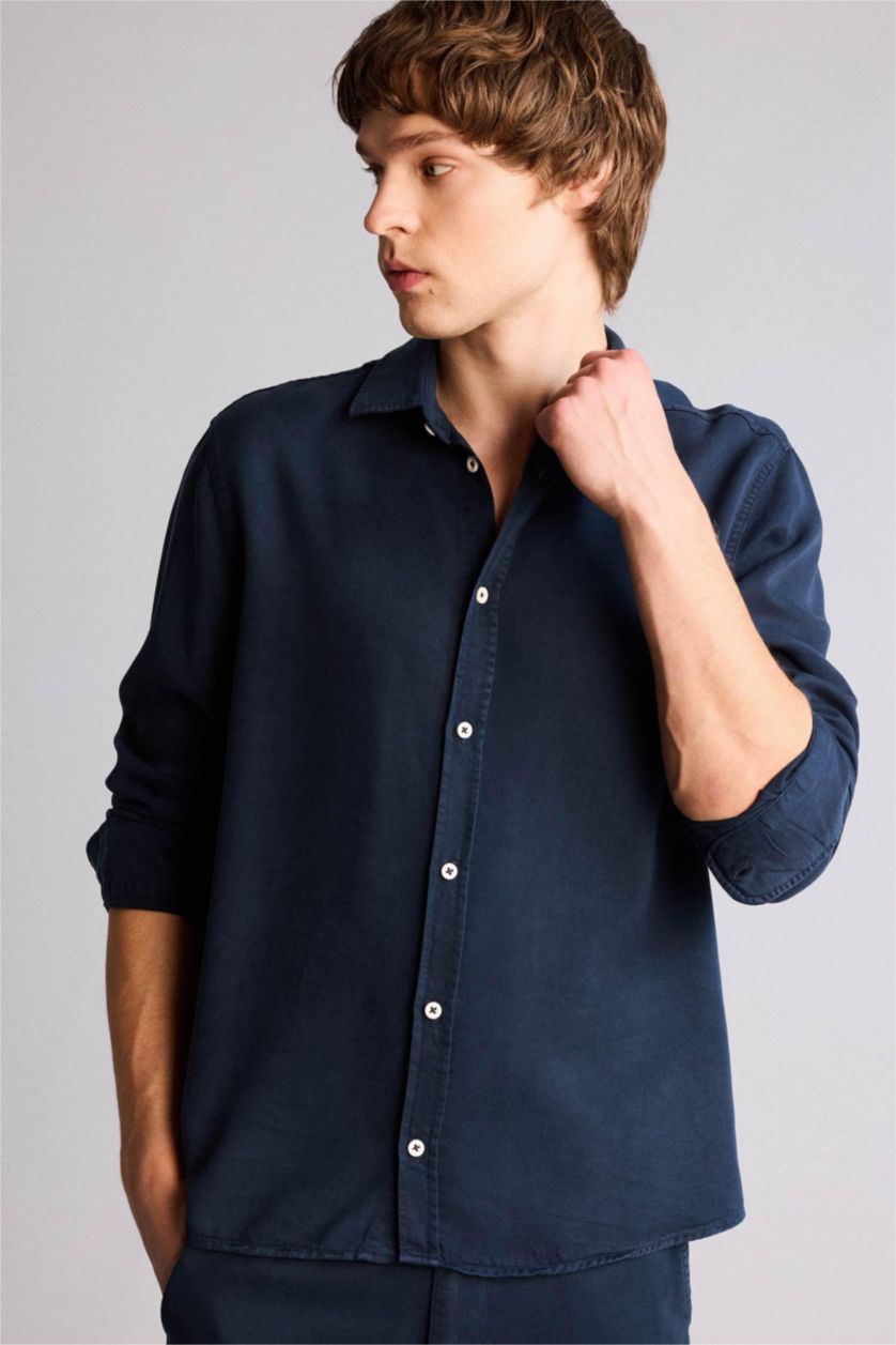 Erkek Lacivert Premium Tensel Gömlek