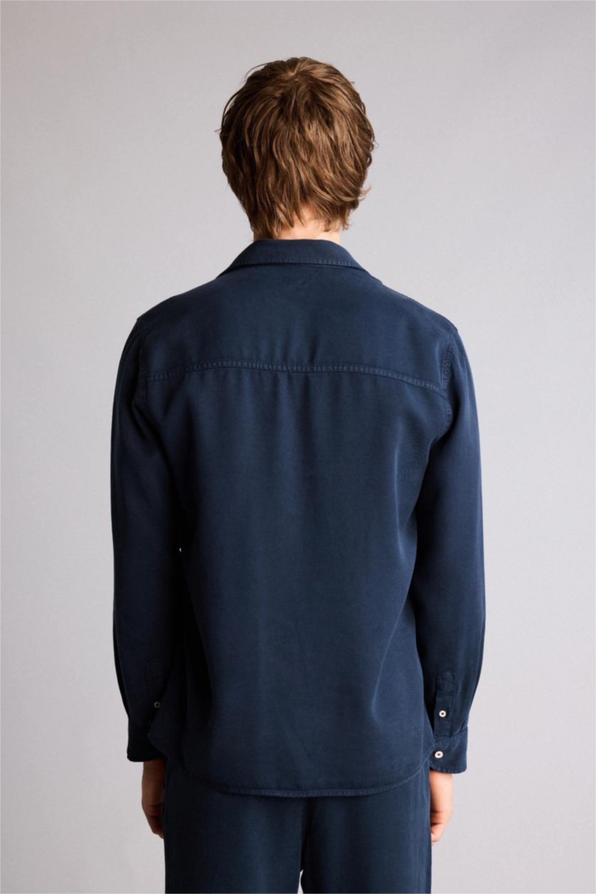 Erkek Lacivert Premium Tensel Gömlek