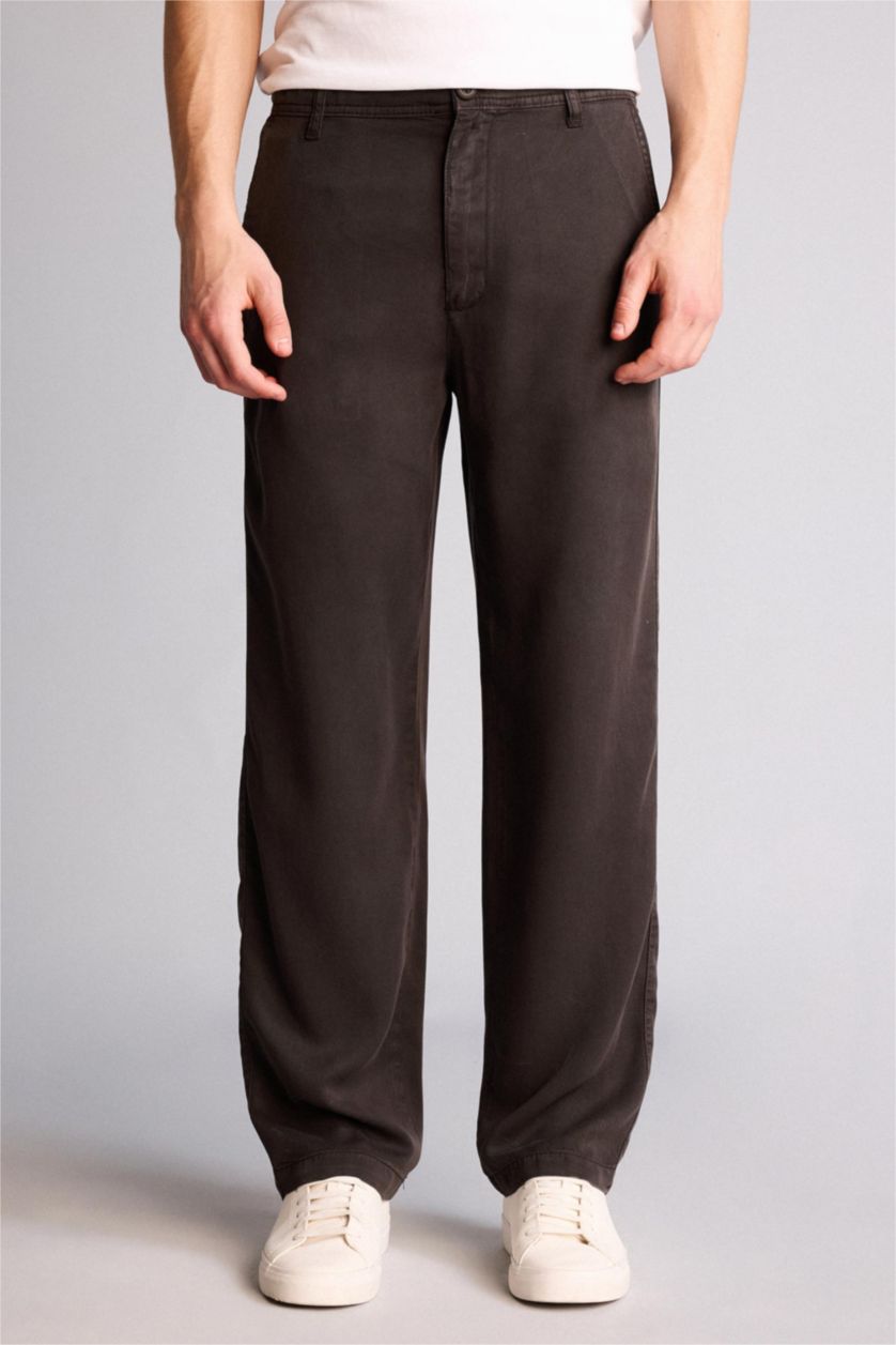 Erkek Koyu Kahve Premium Beli Lastikli Pantolon