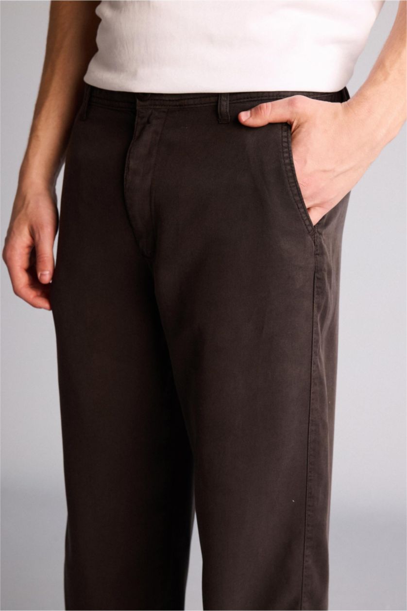 Erkek Koyu Kahve Premium Beli Lastikli Pantolon