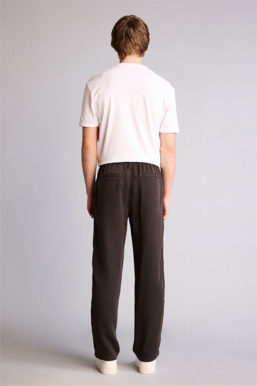 Erkek Koyu Kahve Premium Beli Lastikli Pantolon