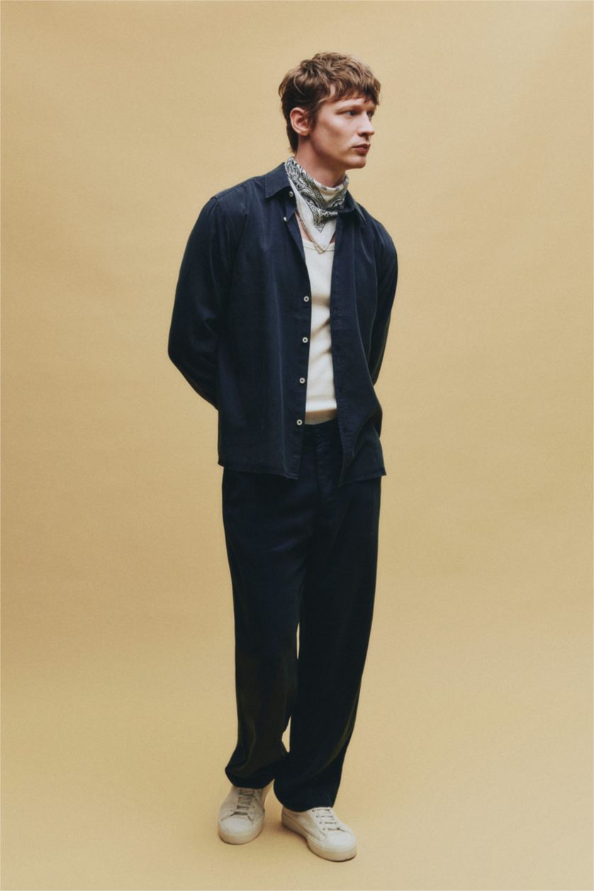 Erkek Lacivert Premium Beli Lastikli Pantolon