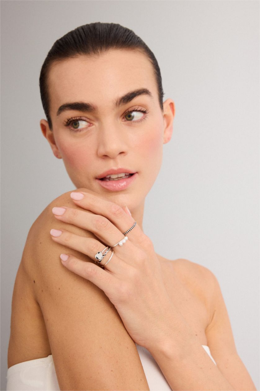 Women Gümüş 8 piece Ring