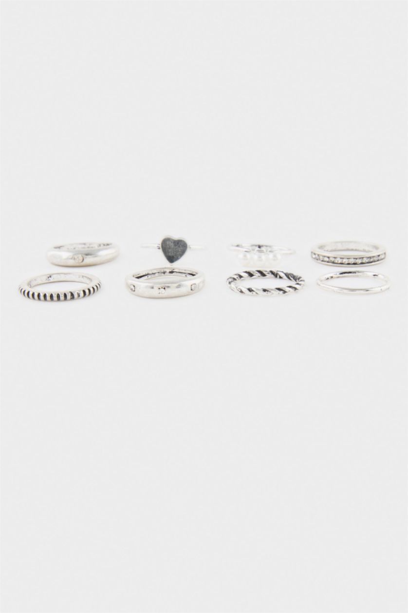 Women Gümüş 8 piece Ring