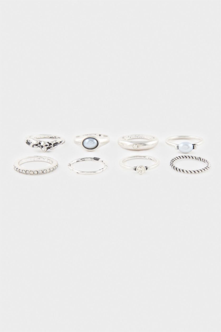 Women Gümüş 8 piece Ring