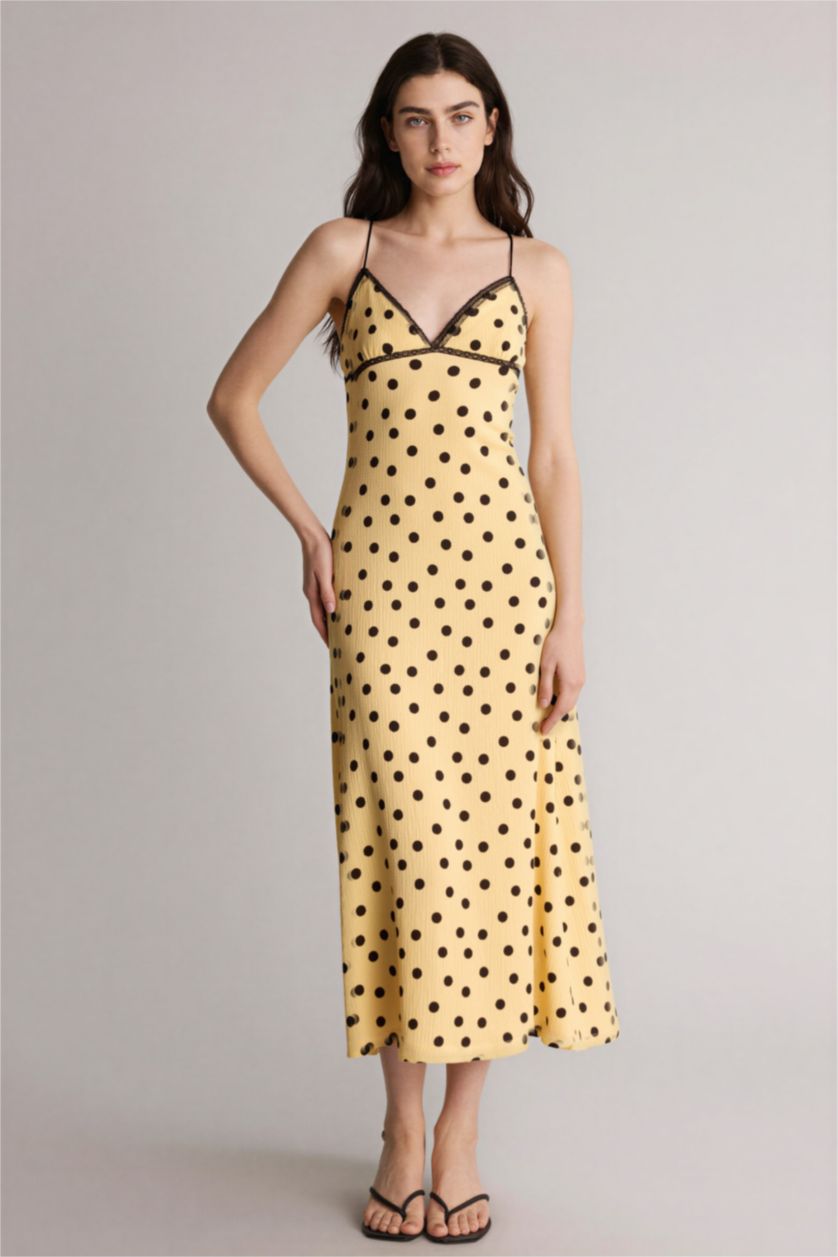 FEMME Jaune Robe En Maille À Manches Courtes Pointé Col en cœur