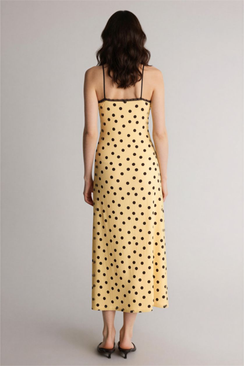 FEMME Jaune Robe En Maille À Manches Courtes Pointé Col en cœur