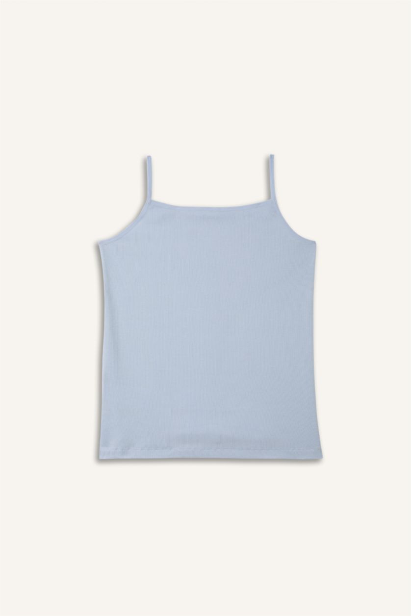 Kız Çocuk - Genç Kız Açık Mavi Kalp Desenli 2'li Atlet Kız Çocuk