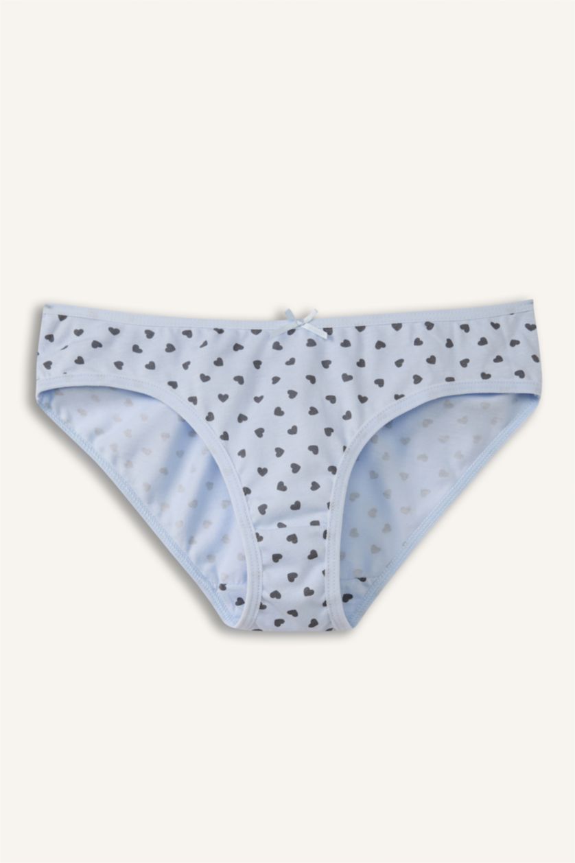 Kız Çocuk - Genç Kız Açık Mavi Desenli Ribana 3'lü Slip Külot Kız Çocuk