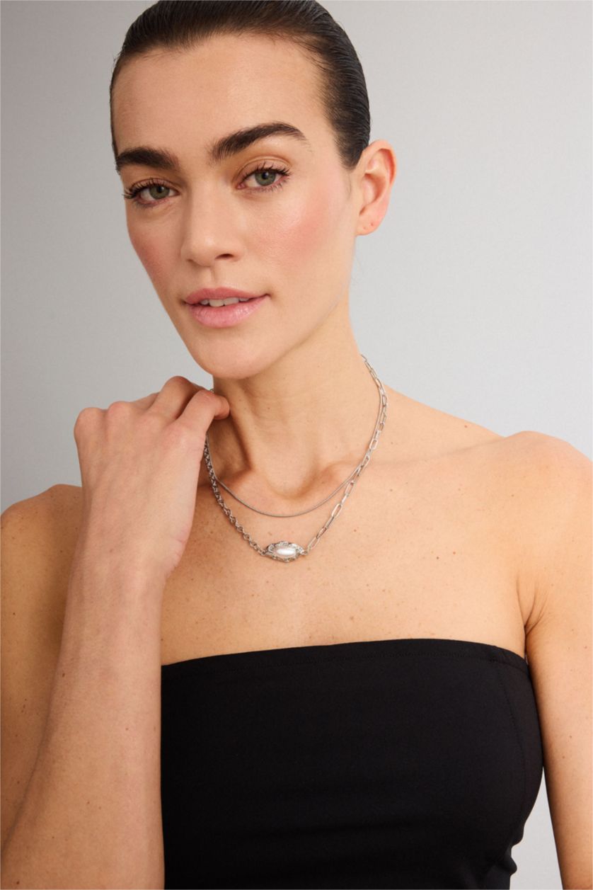 Kadın Gümüş Kadın 2'li Kolye