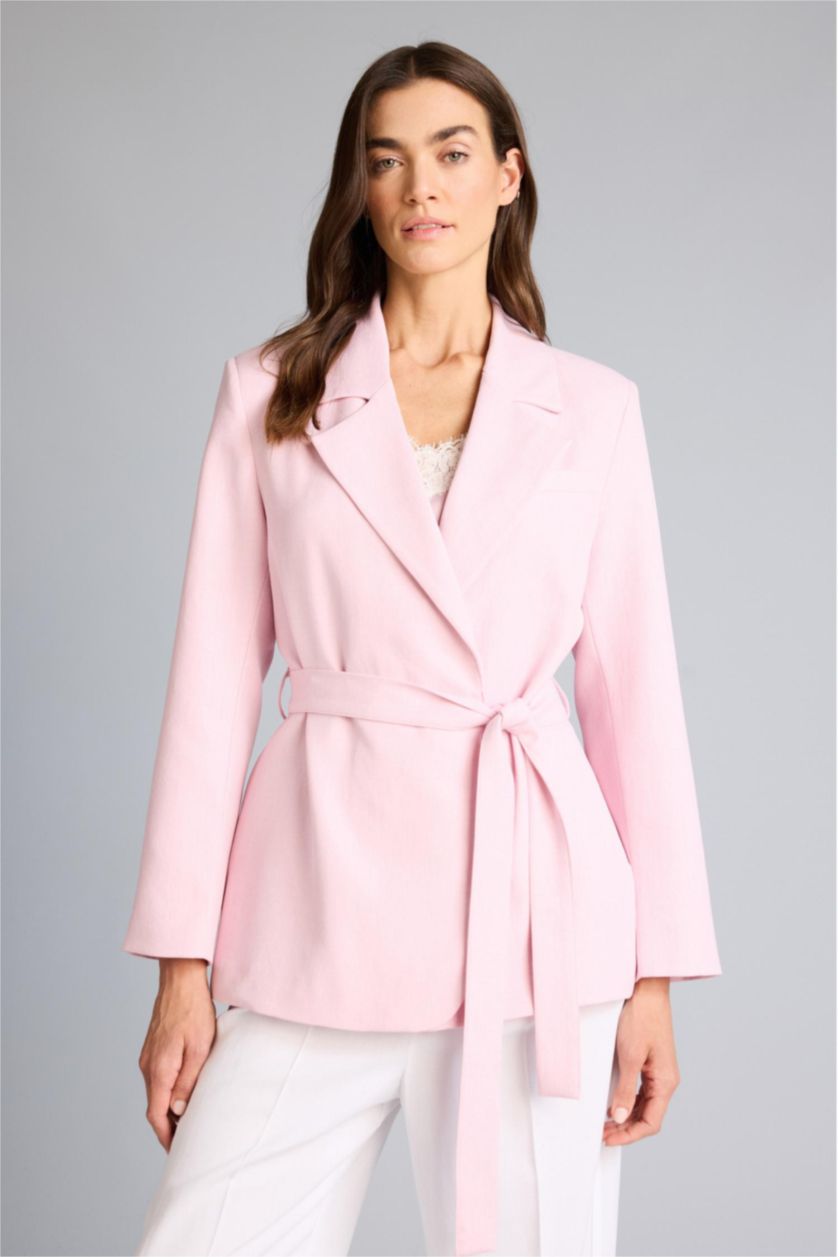 نساء زهري سترة بليزر قصة عادية بياخة جاكيت