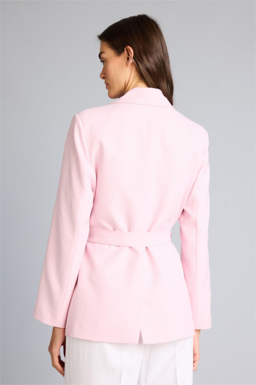 نساء زهري سترة بليزر قصة عادية بياخة جاكيت