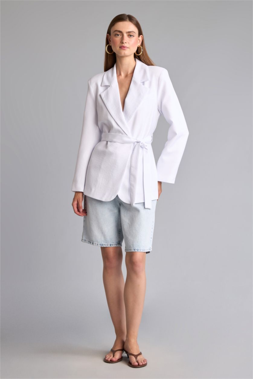 Kadın Violet Beyaz Regular Fıt Blazer Ceket