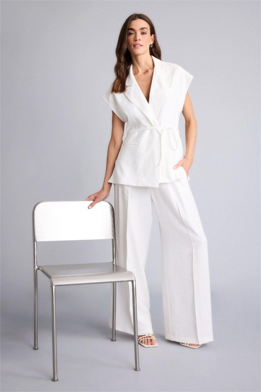 WOMAN Ecru Wide Leg Wide Leg Sensual Trousers