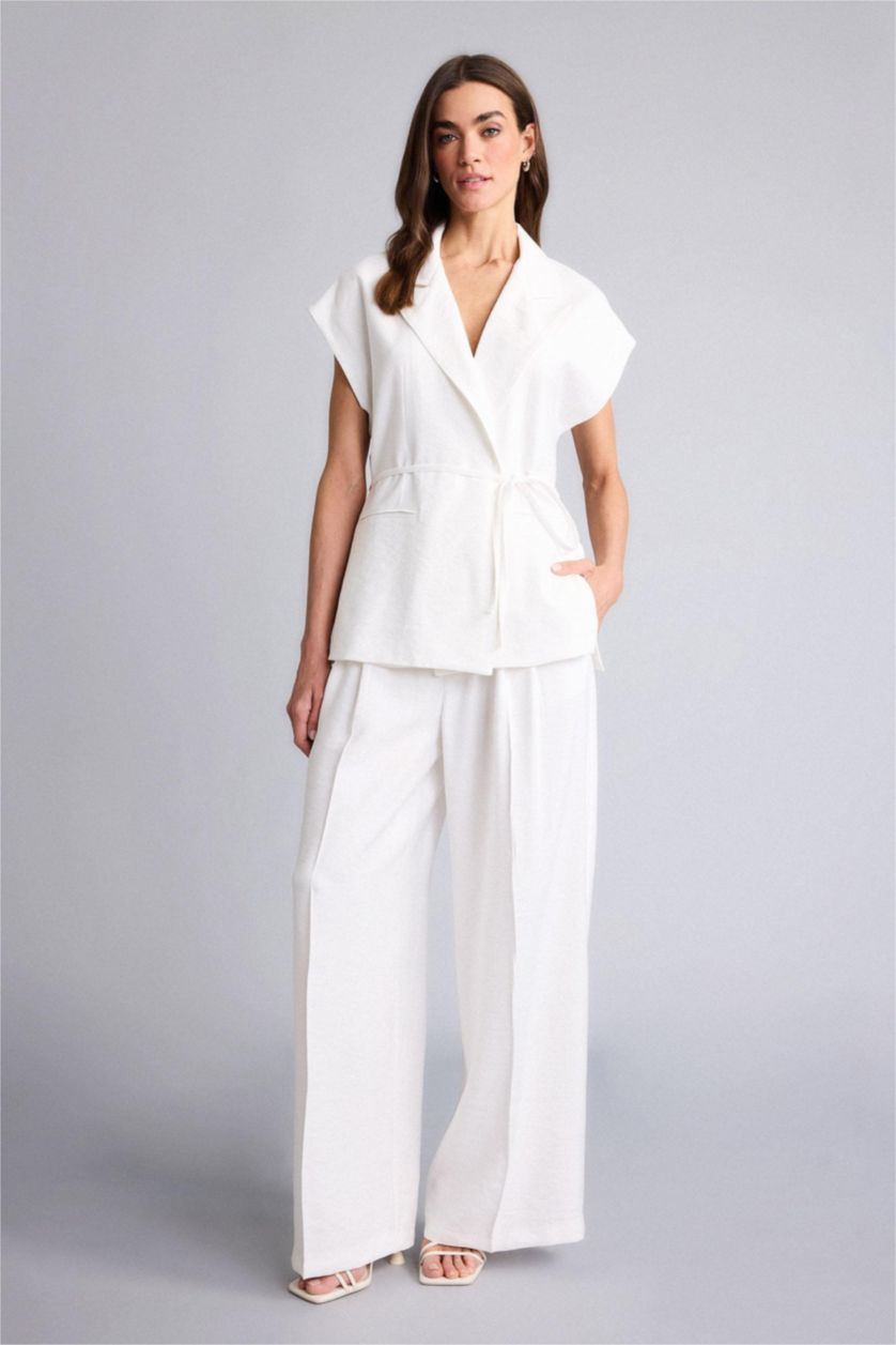 WOMAN Ecru Wide Leg Wide Leg Sensual Trousers