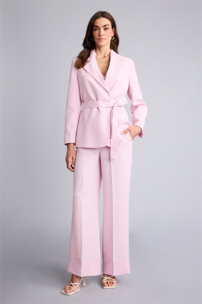 Әйелдерге Қызғылт кең аяқ тұрақты етек Шалбар