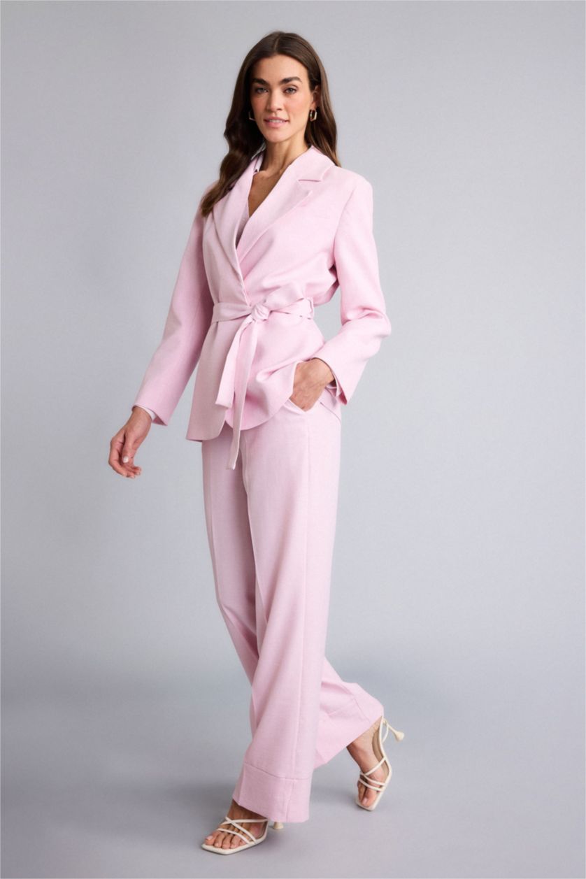 Әйелдерге Қызғылт кең аяқ тұрақты етек Шалбар