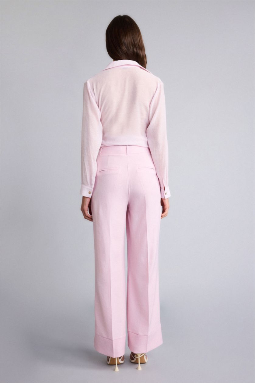 Әйелдерге Қызғылт кең аяқ тұрақты етек Шалбар