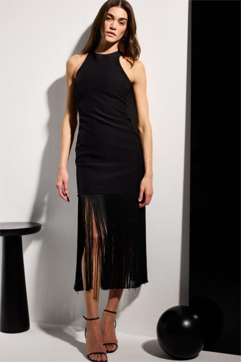 نساء أسود Afra x Defacto Relax Fit Halter Neck Sleeveless Mini Dress