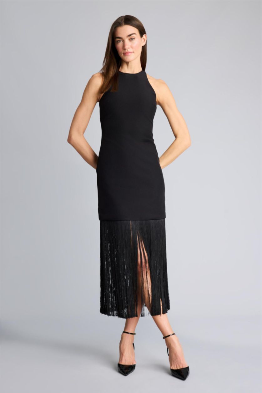 نساء أسود Afra x Defacto Relax Fit Halter Neck Sleeveless Mini Dress