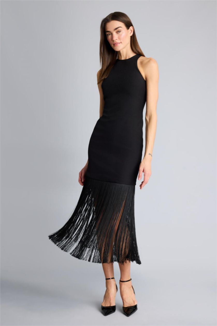 نساء أسود Afra x Defacto Relax Fit Halter Neck Sleeveless Mini Dress