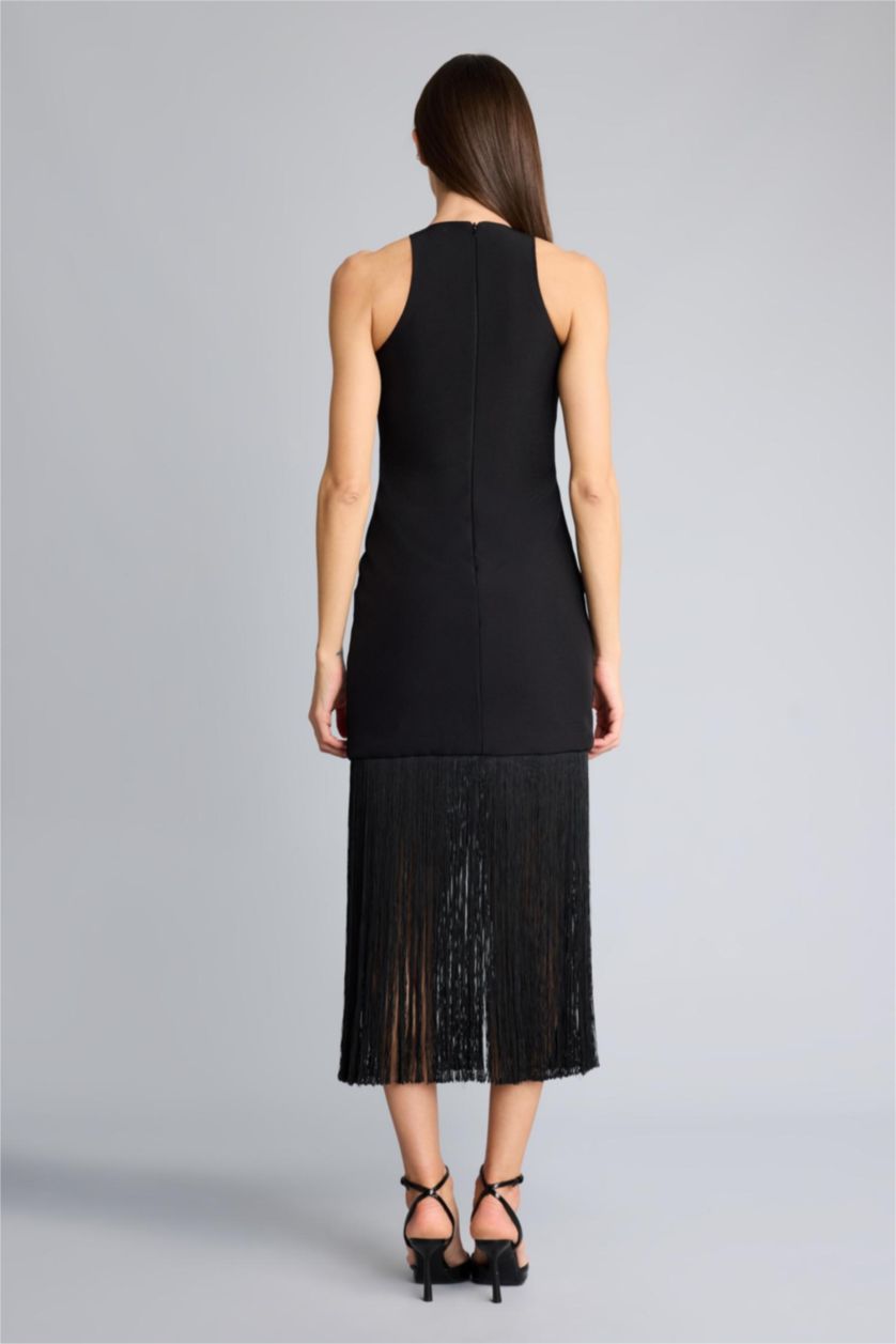 نساء أسود Afra x Defacto Relax Fit Halter Neck Sleeveless Mini Dress