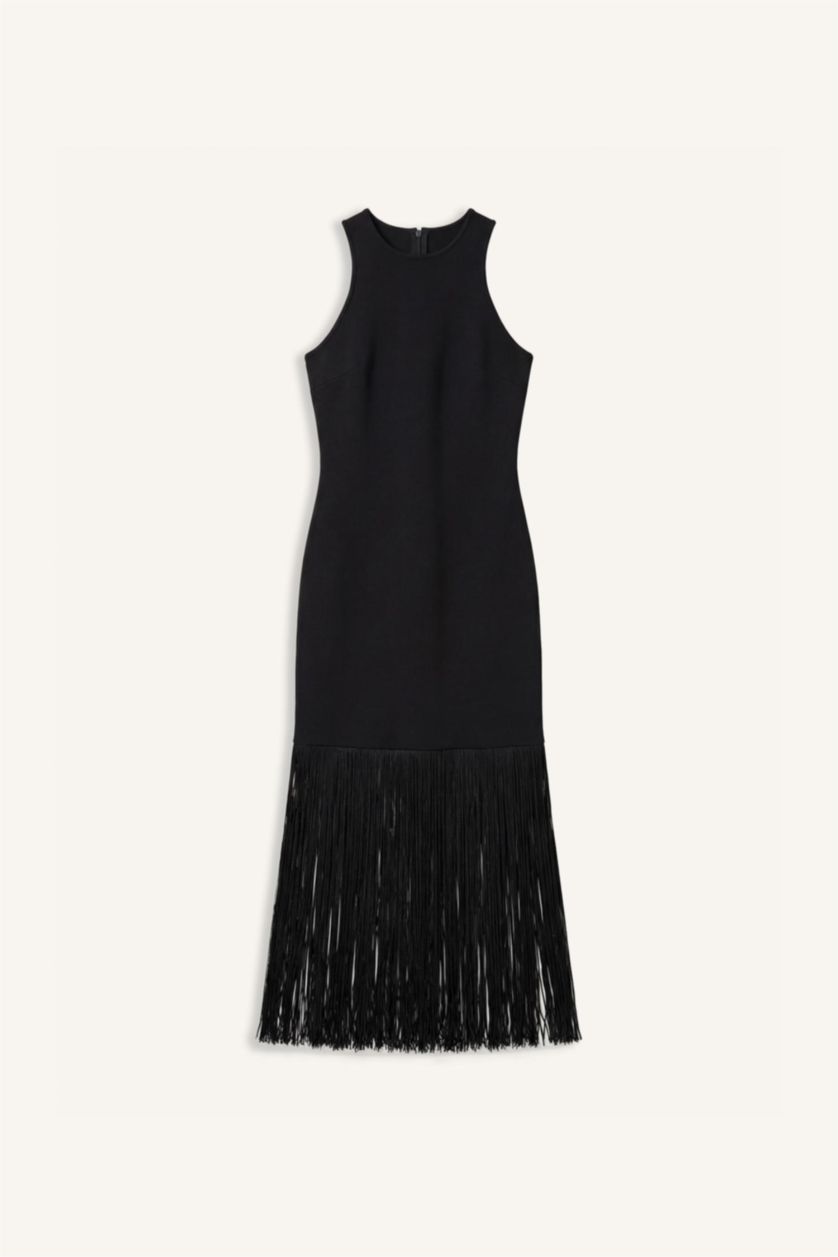 نساء أسود Afra x Defacto Relax Fit Halter Neck Sleeveless Mini Dress