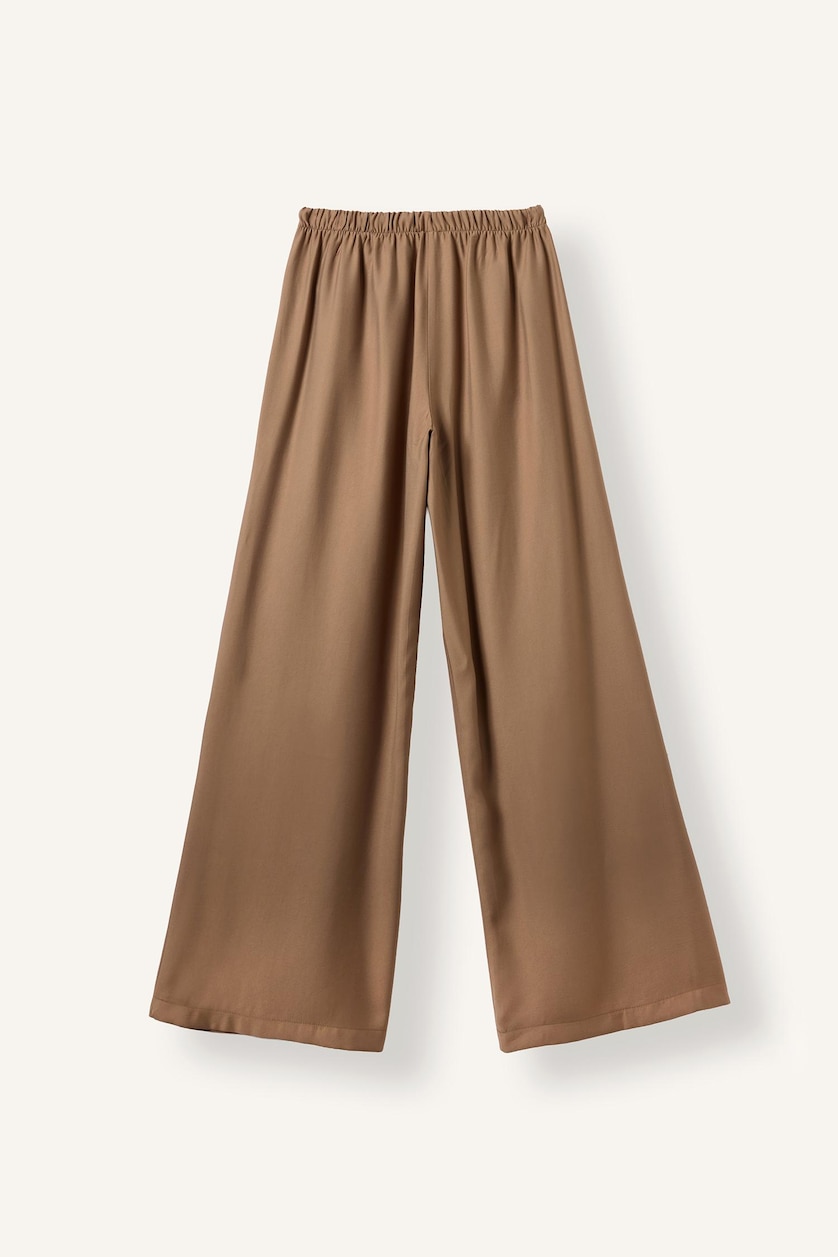 Woman Camel Barrel Fit High Waist Wide Leg Trousers