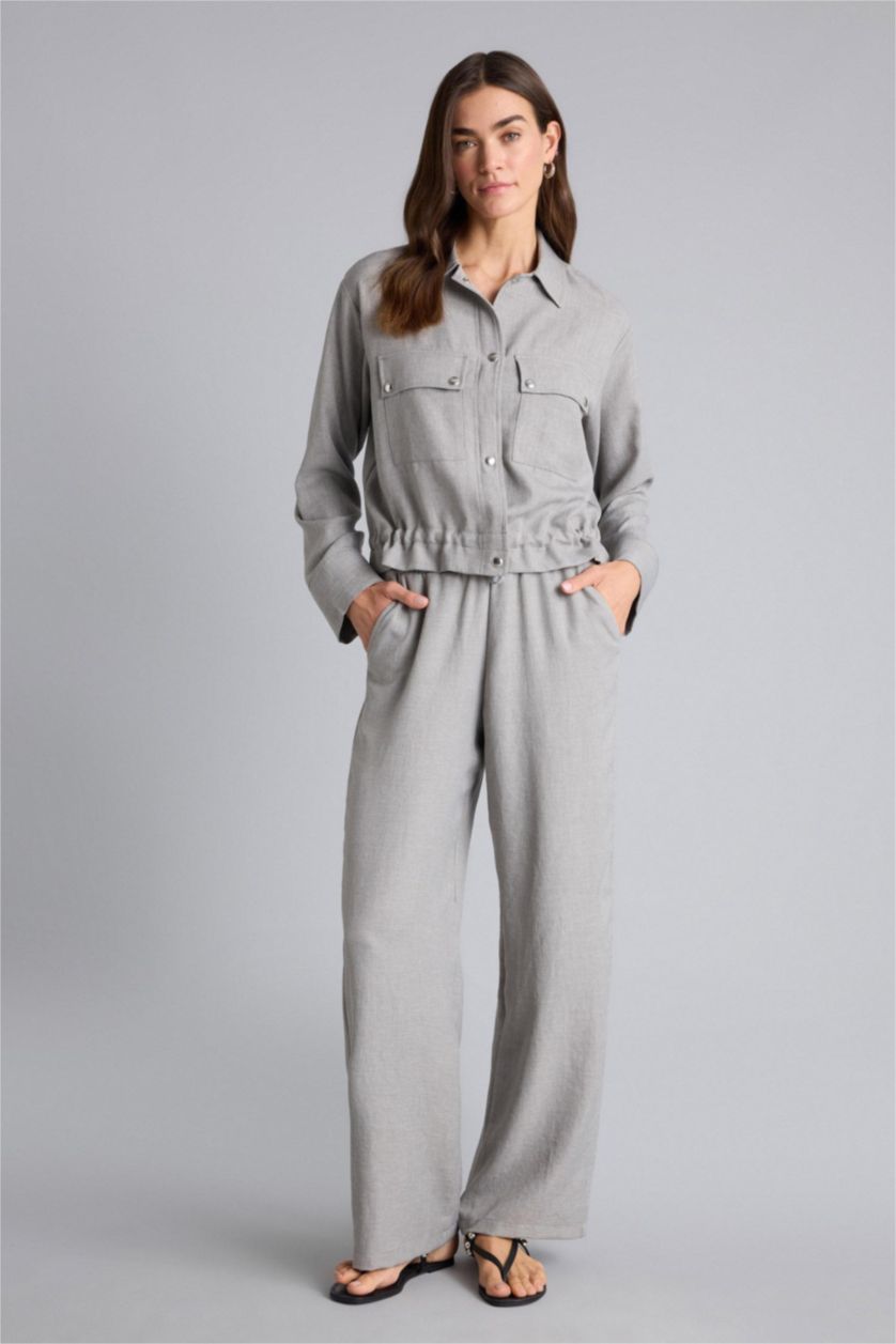 WOMAN Grey Regular Fit Shirt Collar Blazer