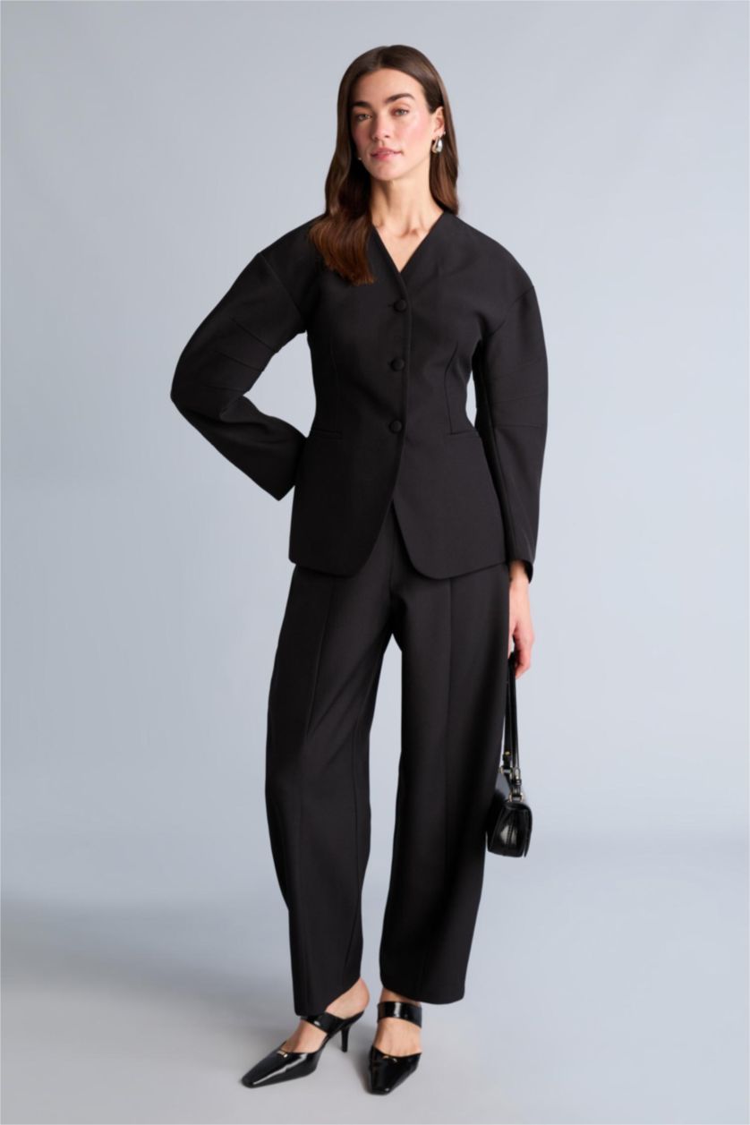 نساء أسود High Waist Balloon Fit Trousers