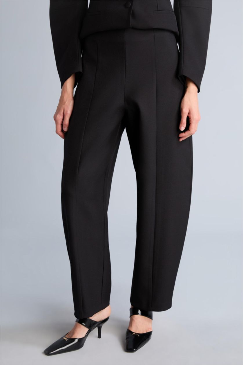 نساء أسود High Waist Balloon Fit Trousers
