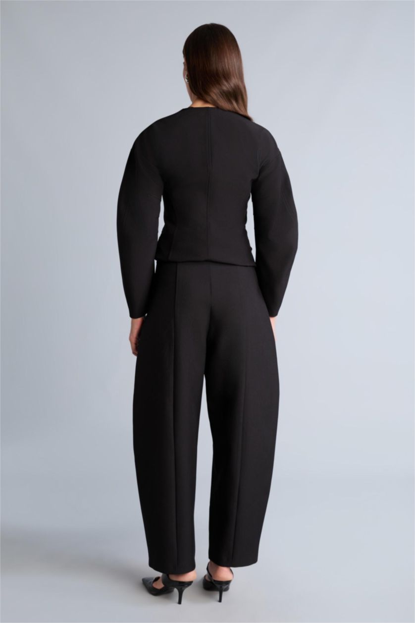 نساء أسود High Waist Balloon Fit Trousers