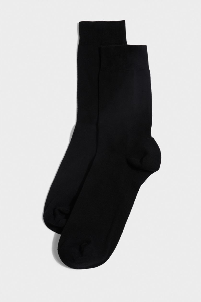 Erkek Siyah Erkek 3'lü Pamuklu Uzun Çorap