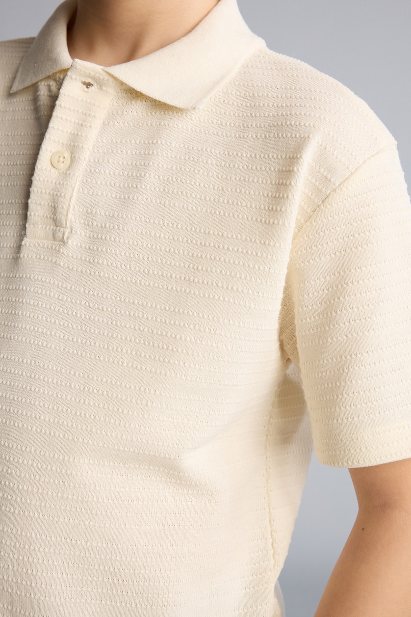 Young Boys - Teen Boys White Oversize Fit Short Sleeve Polo T-Shirt