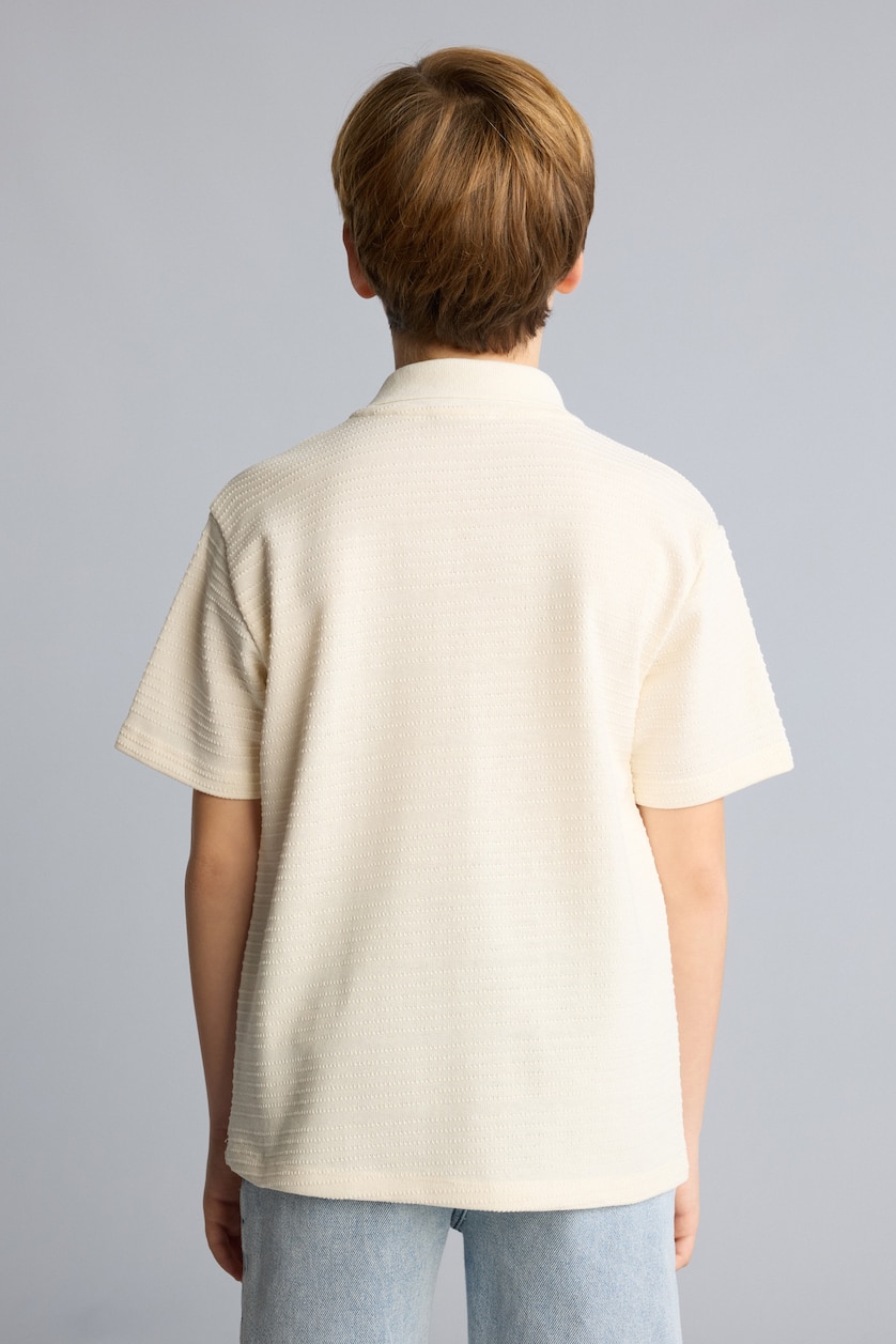 Young Boys - Teen Boys White Oversize Fit Short Sleeve Polo T-Shirt