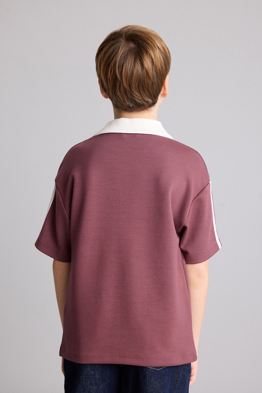 GARÇONS Bordeaux Clair Polo oversize en modal imprimé à manches courtes pour garçon