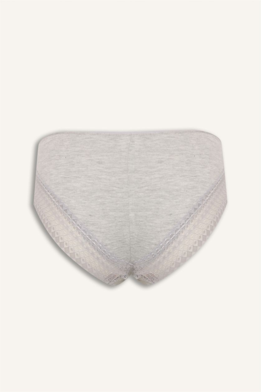 Woman Grey Melange Woman 3 piece Lace Detail Panties Set