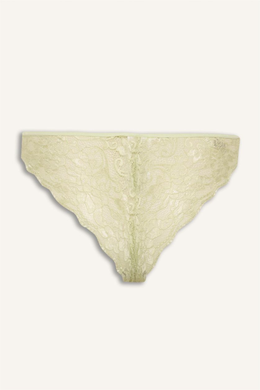 Woman Green Lace Detail 2 piece Panties Set