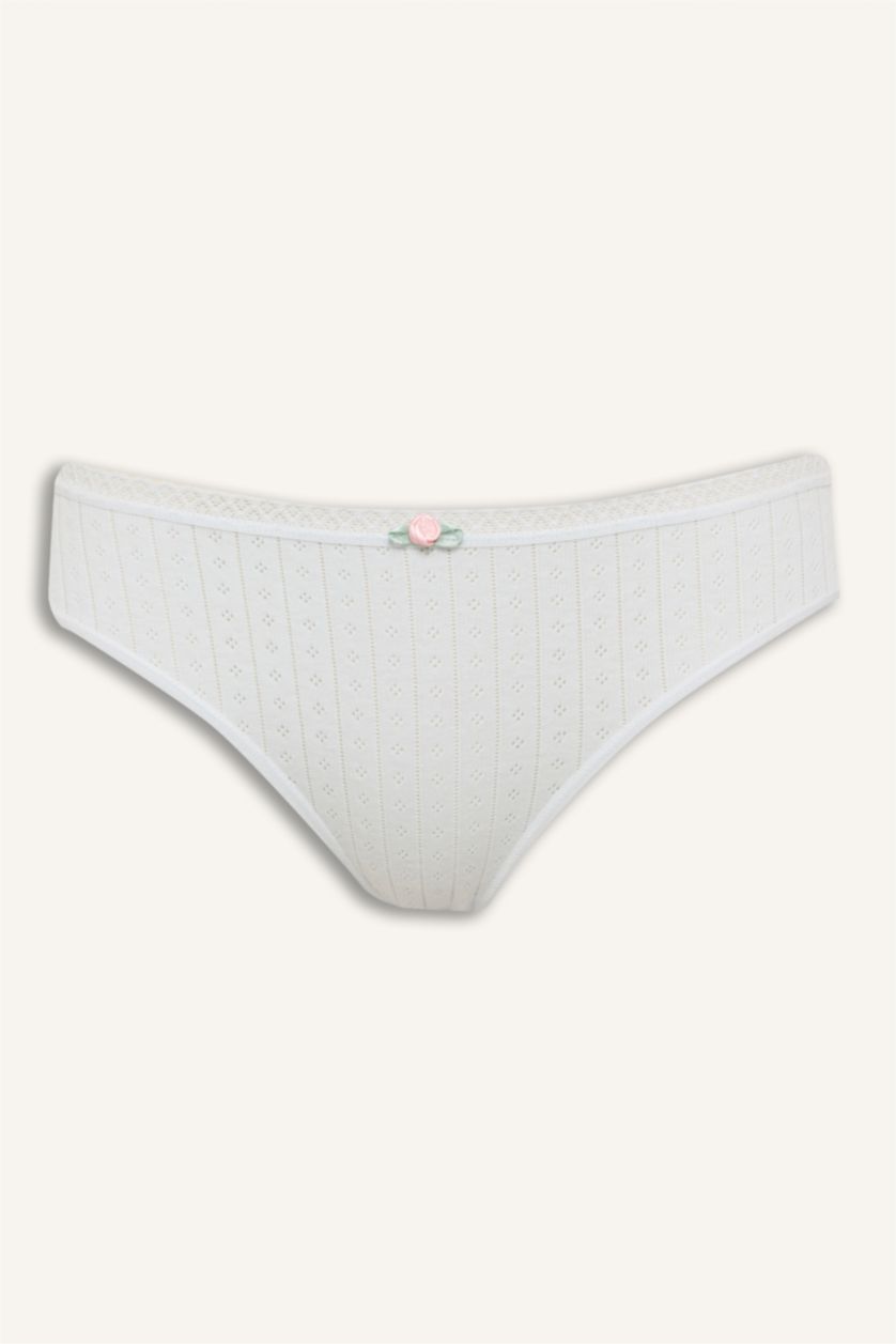 Woman Light Yellow Lace Detail 5 Piece Panties