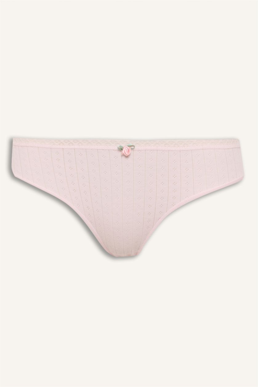 Woman Light Yellow Lace Detail 5 Piece Panties