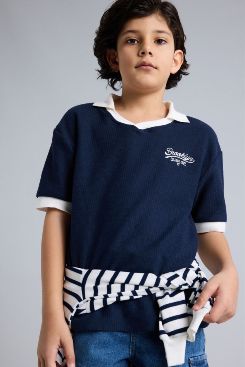 Erkek Çocuk - Genç Erkek Lacivert Oversıze Polo Tişört Erkek Çocuk