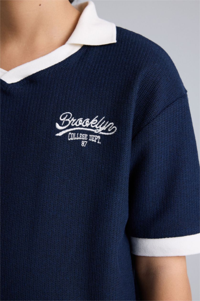 Erkek Çocuk - Genç Erkek Lacivert Oversıze Polo Tişört Erkek Çocuk