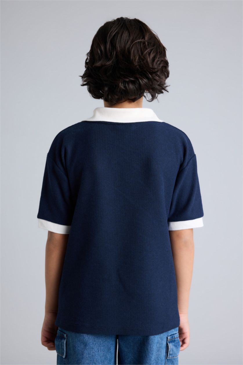 Erkek Çocuk - Genç Erkek Lacivert Oversıze Polo Tişört Erkek Çocuk