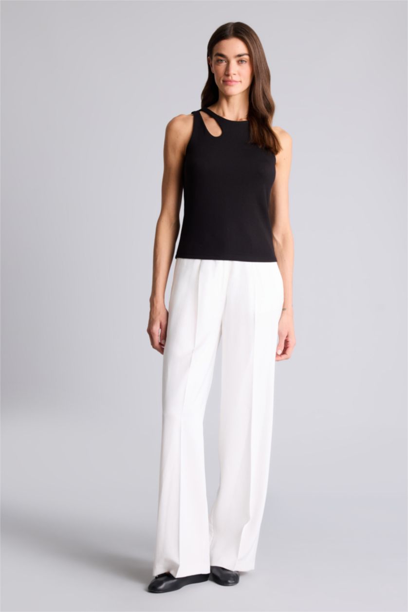 FEMME Noir Débardeur Coupe slim raccourcie Col Rond