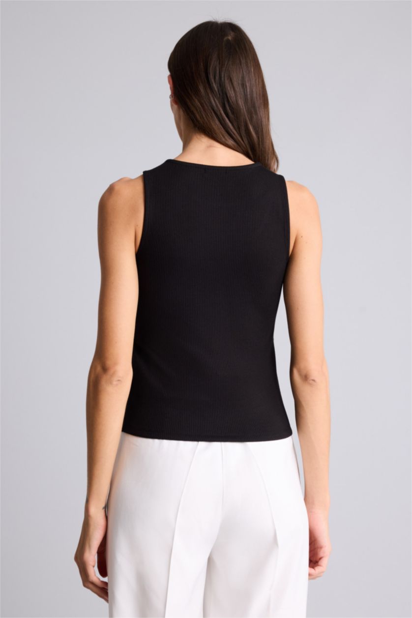 FEMME Noir Débardeur Coupe slim raccourcie Col Rond